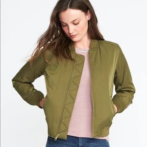 NWOT Old Navy Olive Green Gold Bomber Jacket Large